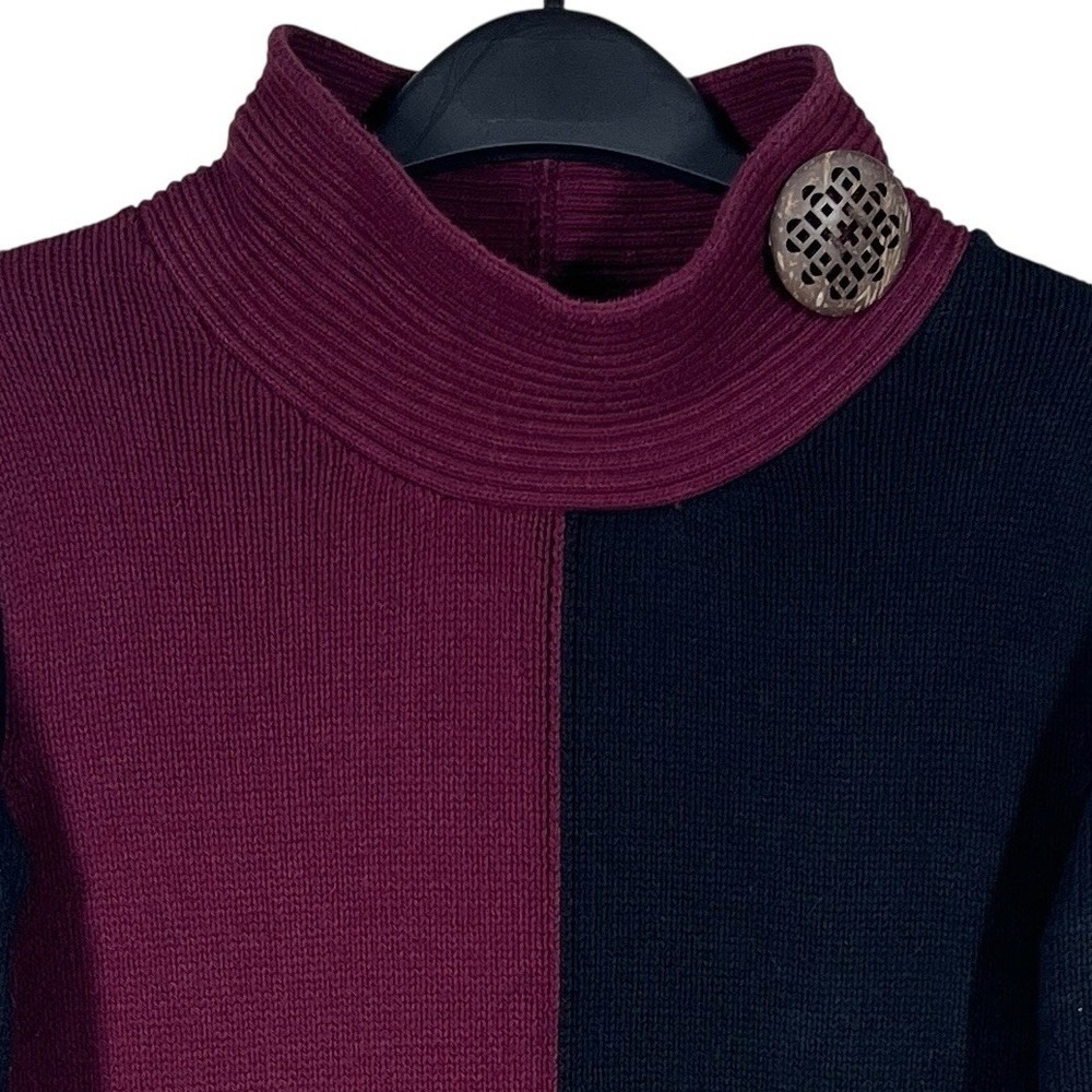 Neon‎ Budda Lagenlook Funnel Neck Sweater Womens XS Cotton Colorblock Artsy Boho